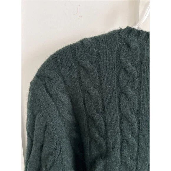 VGC Lauren Ralph Lauren VTG Forest green Lambs wool Cable Knit LRL sweater Sz XL - Picture 6 of 7